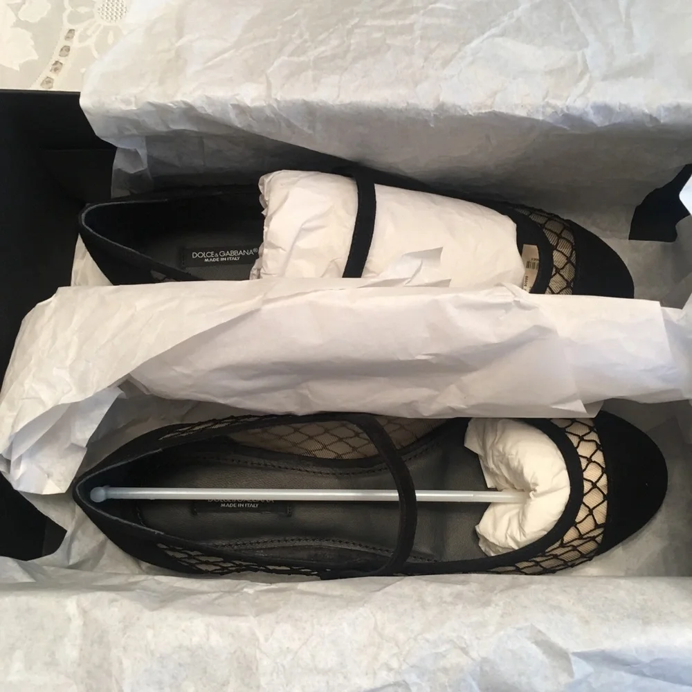🔥 DOLCE & GABBANA Black Mesh Lattice Flats